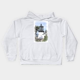 Cape Meares Lighthouse in Watercolor Kids Hoodie
